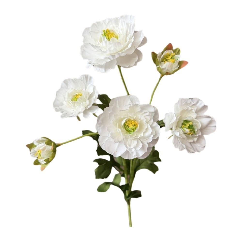6 Heads Fake Flower with Buds Artificial Faux Plants Peony Artificial Flower  Wedding Decoration