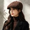American retro street leopard print forward hat female early autumn spice girl style shows face small beret personality big head circumference hat