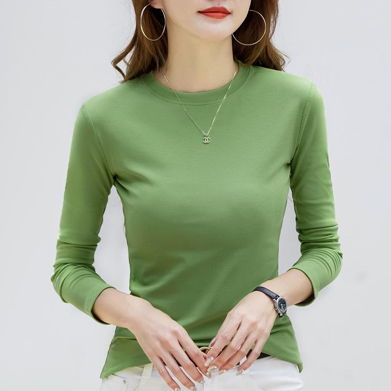 Women's Korean Slim Fit Long Sleeve Round Neck T-Shirt - Autumn Style