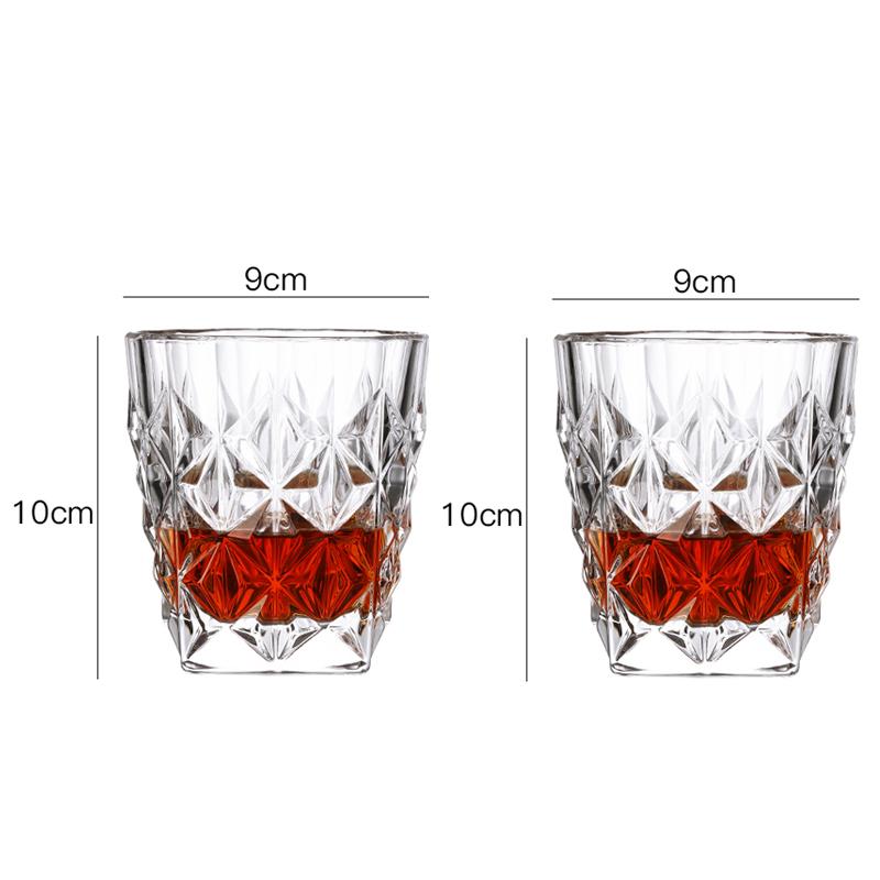 330ml/380ml Diamond Carved Wine Glass Luxury Cocktail Whiskey Glasses 2pcs Elegant Transparent Cold Drink Cup Exquisite Gifts