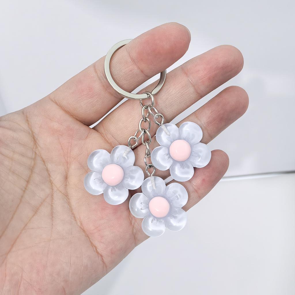 Resin Cherry Blossom Keychain Flower Pendant Backpack Decoration Accessories Couple Family Keychain Pendant