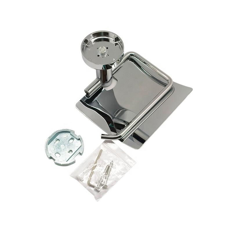 Metalique 54081-CR Wall-mounted Chrome Silver Modern Design Durable Easy Install Bathroom Roll Paper Tissue Holder with Lid