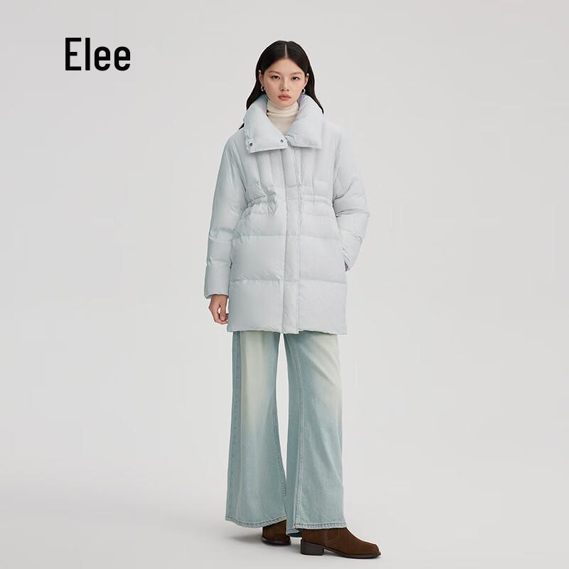 Aileiyi Women's Mid-Length Puffy Waist-Cinching Down Jacket