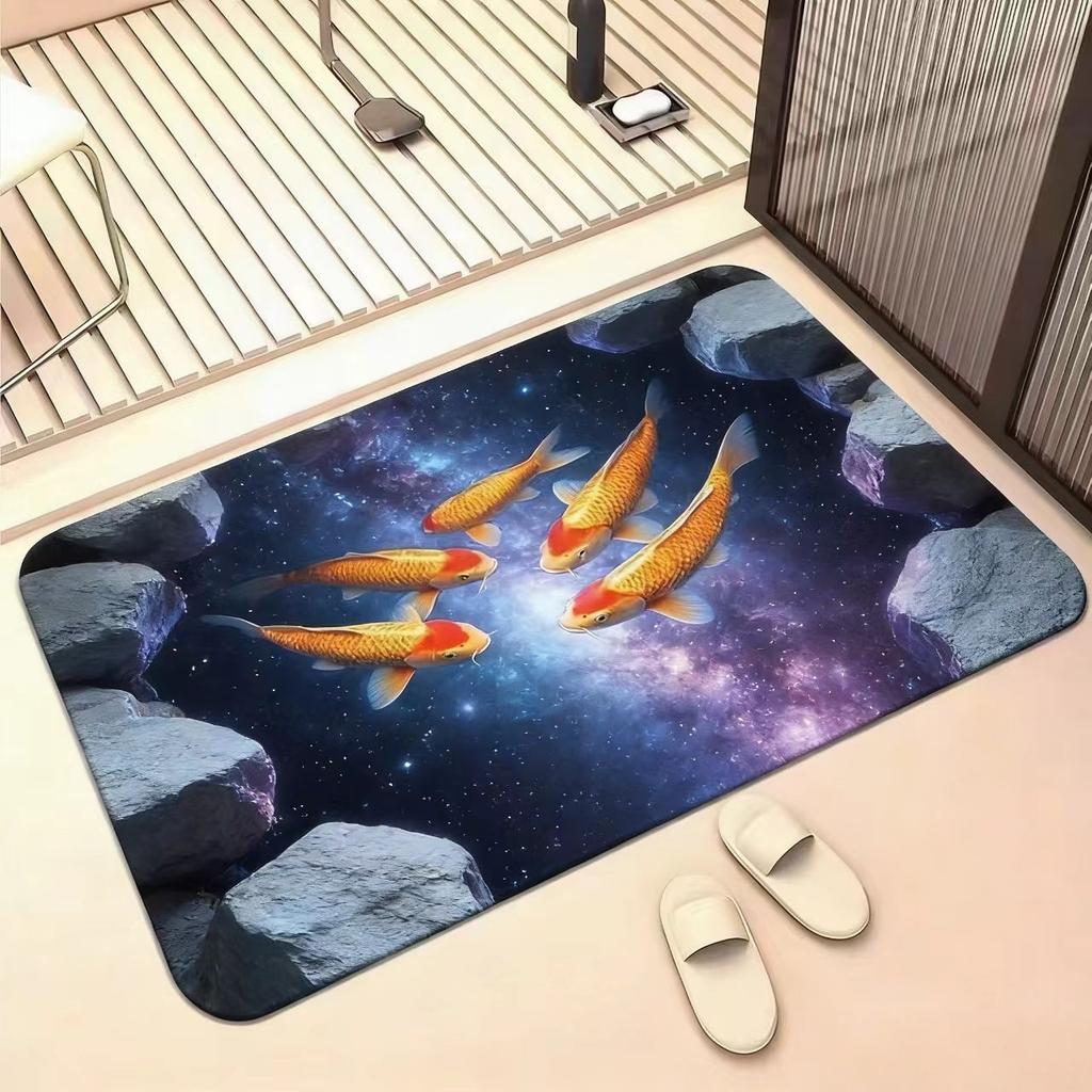 3D Visual Fish Print Floor Mat, Household Entrance Door Mat for The Hallway, Outdoor Durable and Stain-resistant Floor Mat, Foot Mat