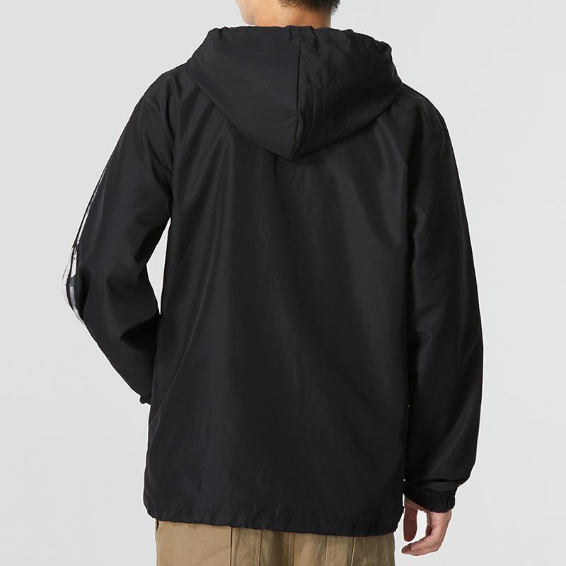 Adidas Originals Trefoil Stripe Logo Hooded Jacket Men Outerwear Black HK5139