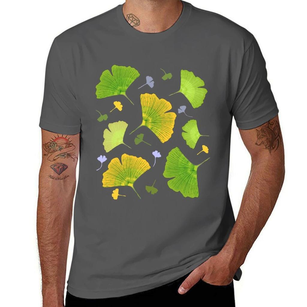 Dance of the leaves of Ginkgo TShirt Basic Short Sleeve TShirt for Unisex