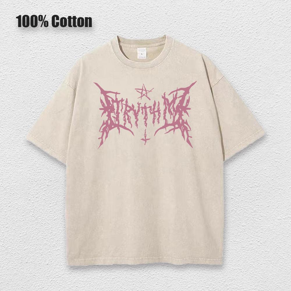 Y2k Hip Hop Vintage 90s Short-Sleeved Oversized T-Shirt Summer Goth Design Sense Loose Top Tide Streetwear Washed Denim T-Shirt