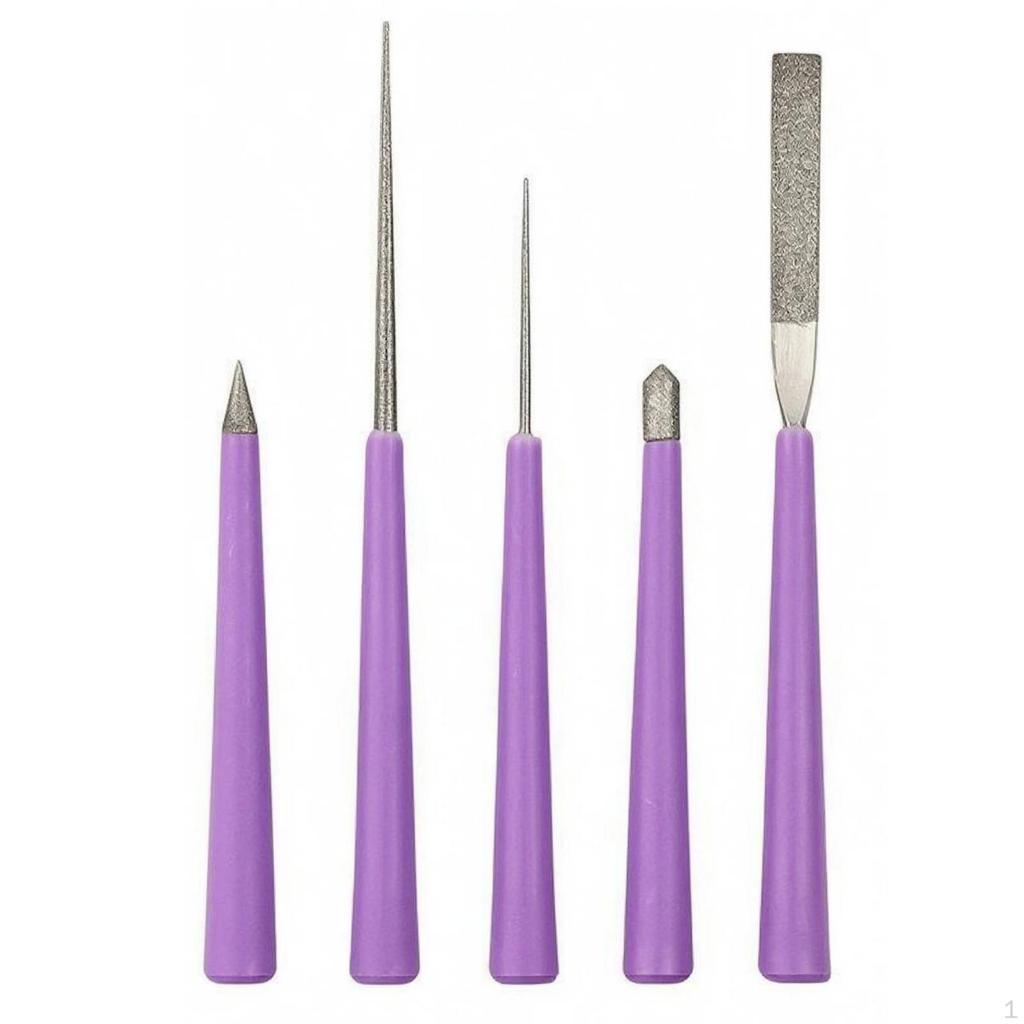 5 Pieces Diamond Pin Files Assorted Tip Shapes Jewelry Metal Gritty End File Set