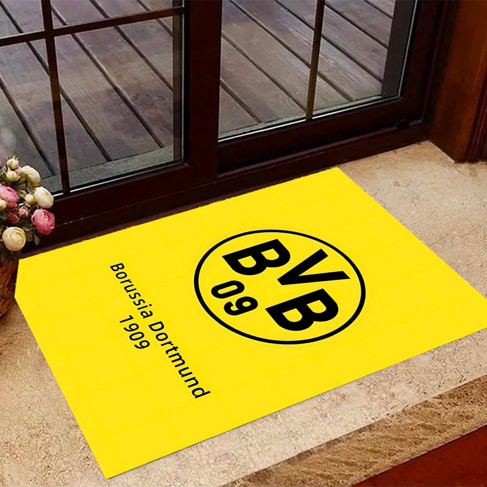 Χαλάκια Αντιολισθητικά με Θέμα Splatter Art - Λογότυπο Bvb 09 - Διακόσμηση Σπιτιού από Πολυεστέρα, Κατάλληλα για Υπνοδωμάτια, Σαλόνια, Εισόδους, Στούντιο και Διακοσμήσεις