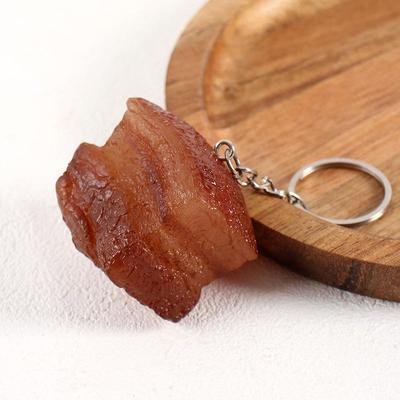 PVC Braised Dongpo Pork Keychain Pendant - Fake Pork Belly Food Prop Toy