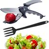 Kitchen Salad Scissors with Salad Forks for Chop N Mix Salad,Salad Cutting Tool Cut and Toss Dual Blade Salad Chopper Scissors,Multifunction