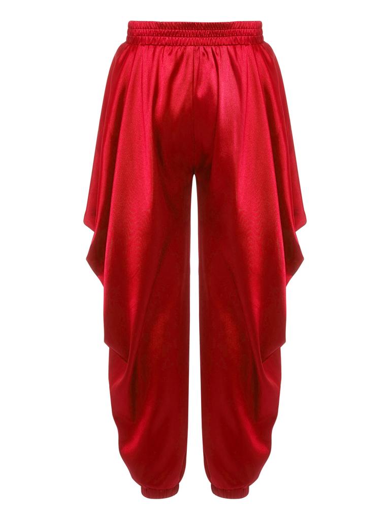Kinder 2-teilige arabische traditionelle Kleidung Offene Weste mit goldenem Besatz und lockere Hose mit elastischem Bund für Karneval Kostüm