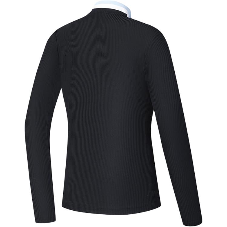 FILA Color Block Stand Collar Fashion Casual Long Sleeve T-Shirt Women Tops Black A11W445221B-BK