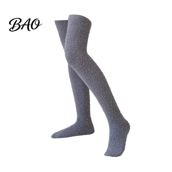 Fleece Thigh High Socks 1 Pair Fuzzy for Women, Long Soft Fluffy Stockings Leg Warmer, Thickened Plush Over The Knee Stockings, Winter Boot