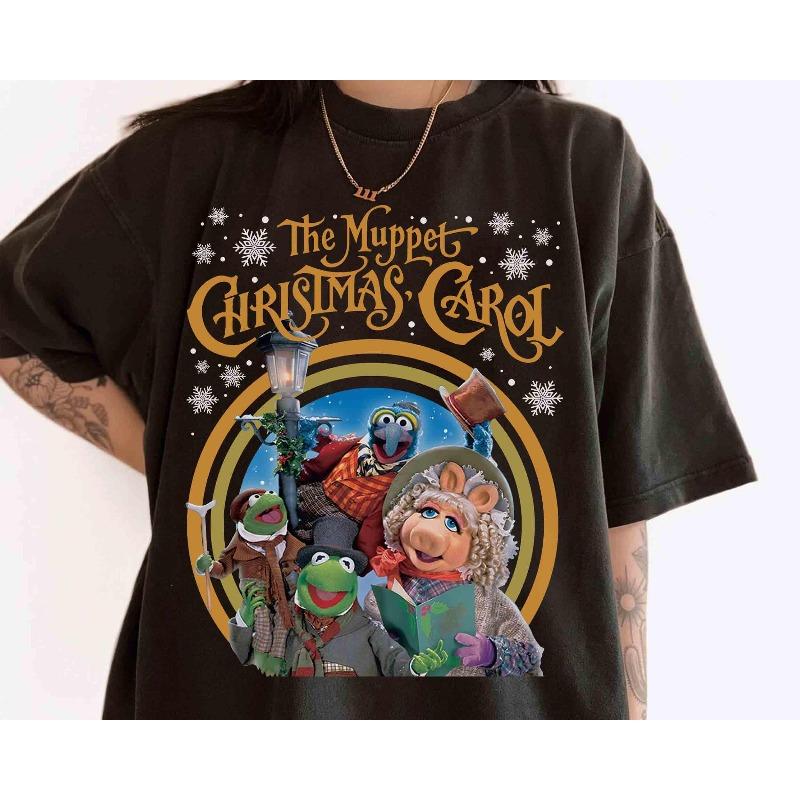 Retro 90s The Muppet Christmas Carol Characters Group Tshirt Kermit the Frog Gonzo Miss Piggy Xmas Movie Vintage Tee S