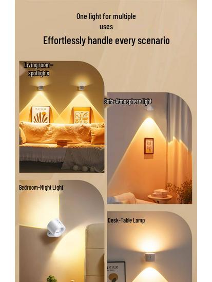 Wireless Magnetic Charging Wall Light - Punch-Free Installation for Bedroom, Corridor, or Picture Lighting