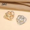 Love Heart Brooch Double Layered Brooch, Rhinestone Lapel Pin for Men Women, Decorative Badge Clothes Bag Hat Scarf Suits Oxidation Resistant