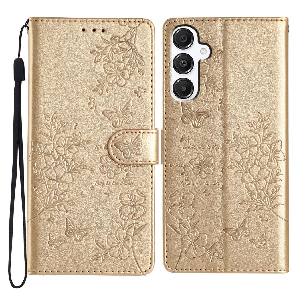 For Samsung Galaxy A56 5G Wallet Phone Case Butterfly Floral Imprint Leather Flip Cover