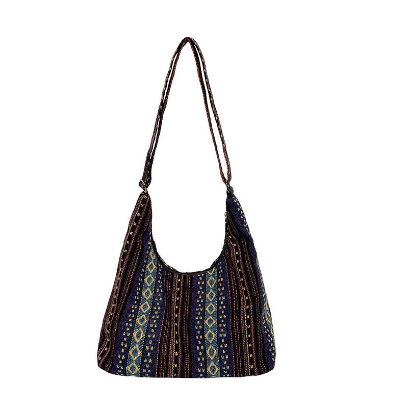 

Персонализированная сумка-тоут в этническом стиле, женская, большой вместимости, повседневная, модная, с принтом, на плечо, из ткани, для поездок, сумка-мессенджер One Size сапфир синий