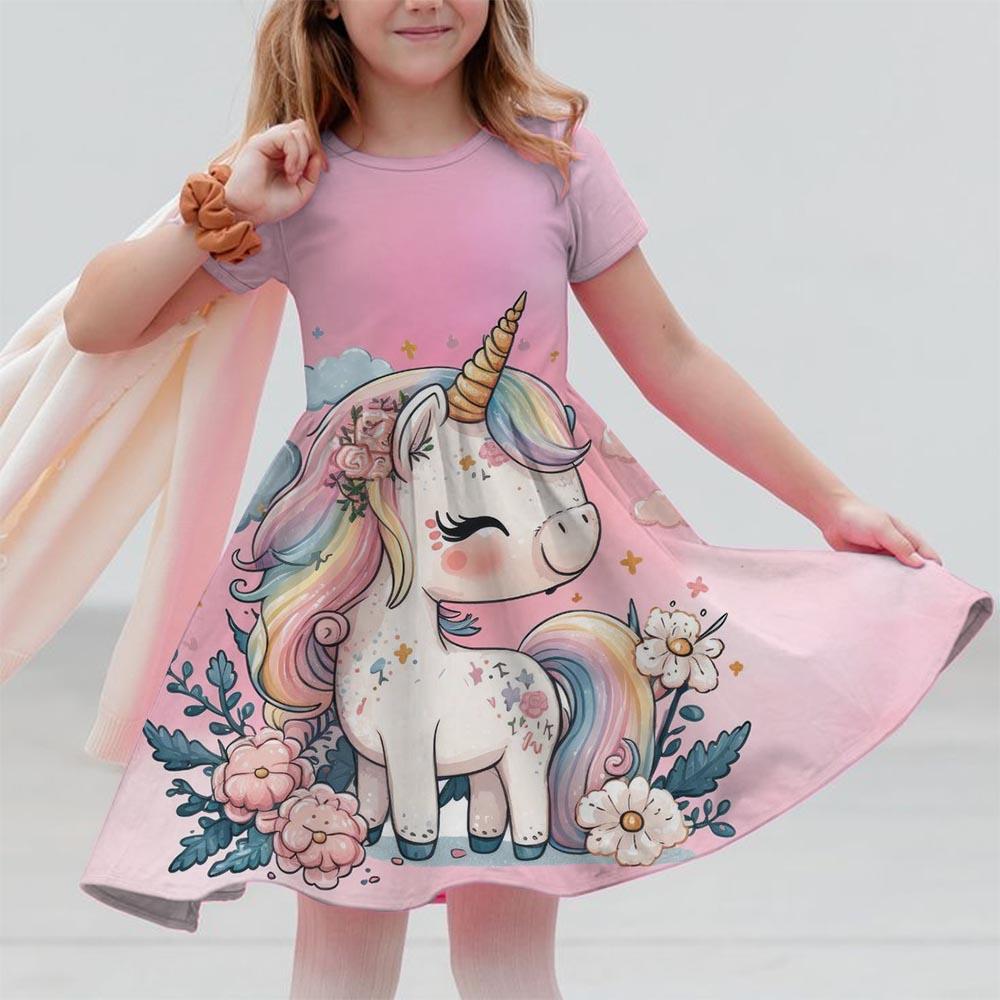 

Платье для девочки милое с 3D-принтом единорога модная детская одежда платье для вечеринки 100