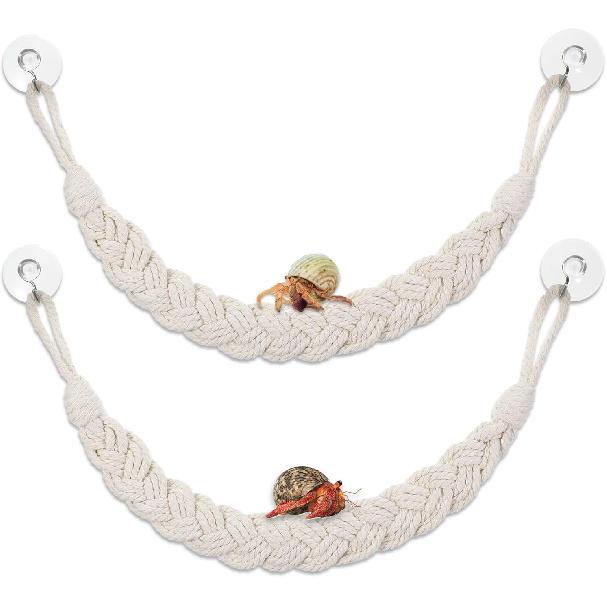 2PCS Hermit Crab Climbing Toys Hermit Crab Accessories Climbing Rope with 4 Hooks Hermit Crabs Habitat Decor for Leopard Gecko Lizards Geckos Snakes