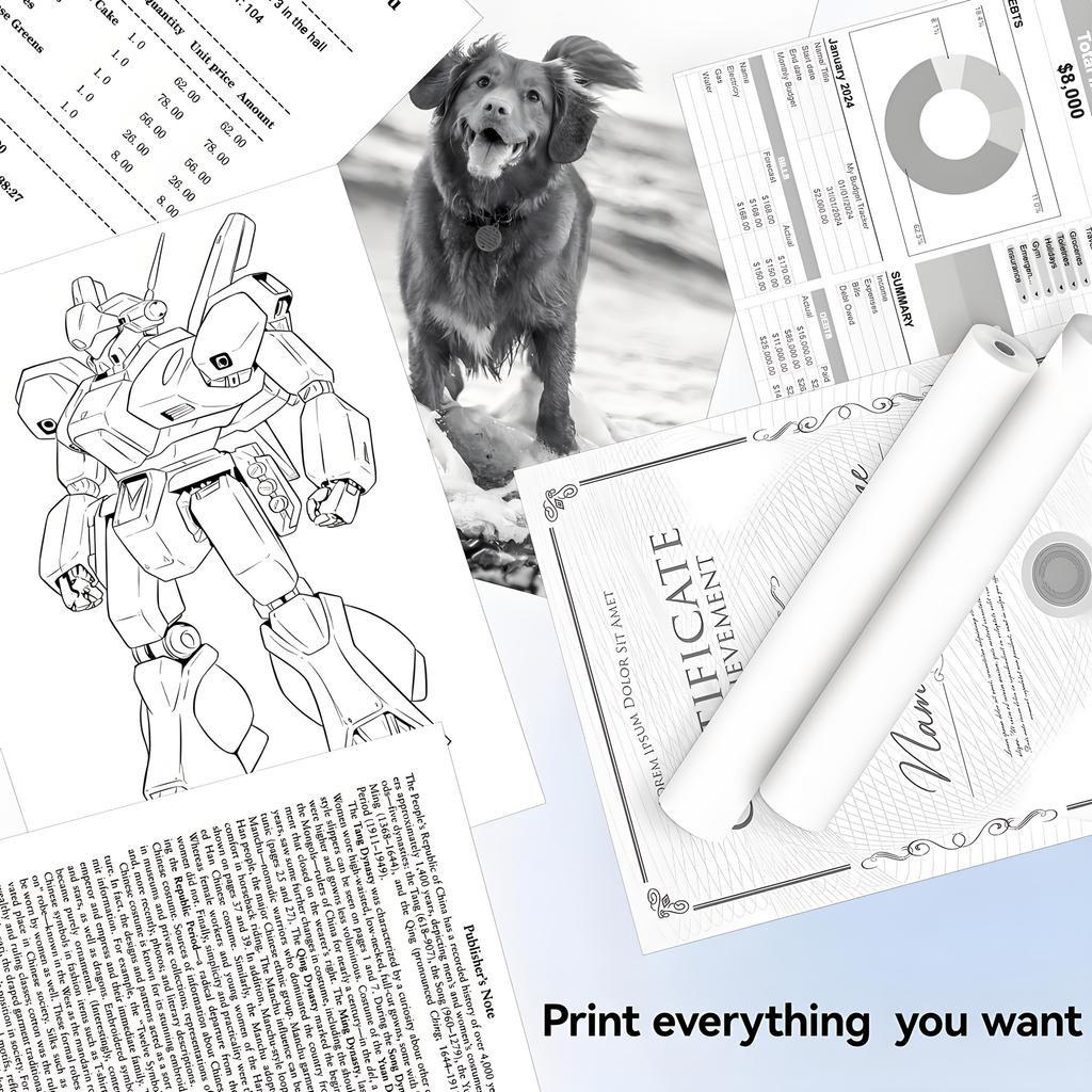 2/4 Roll A4 Quick-drying Heat-sensitive Paper, Suitable for Portable Printers - Thicker, Clearer Fonts, High Quality