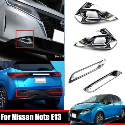 For Nissan Note E13     ABS Chrome Front Rear Reflector Fog Light Lamp Cover Trim Bezel Frame Styling Garnish