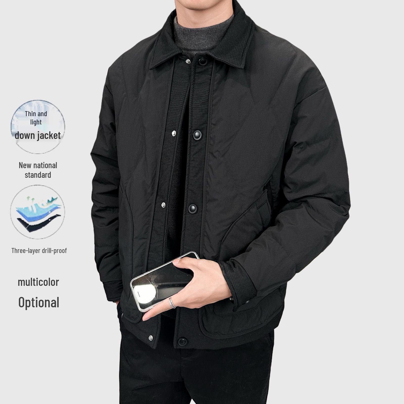 

Мужская зимне-осенняя легкая куртка рубашечного типа на белом утином пуху, новый свободный крой, большие размеры, рабочая одежда. XL (Recommended 135-150 jin)