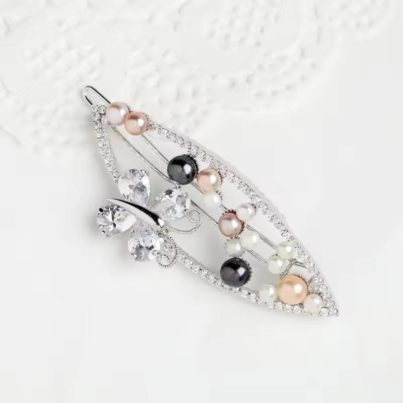 LUOTEEMI Fashion Handmade Freshwater Pearl Jewelry Fancy Bulk CZ Bridal Jewelry Zircon Hair Clip Hair Accessories