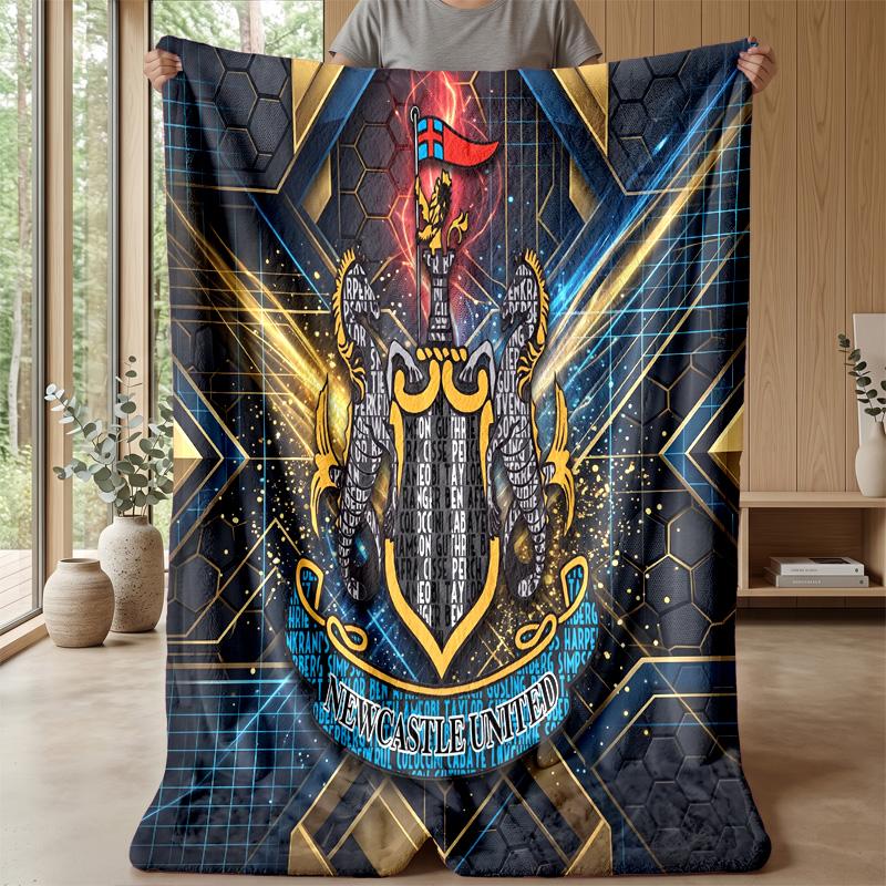 Coperta in Flanella con Stampa del Newcastle United Football, Coperta Morbida Calda Leggera per Divano Letto Campeggio