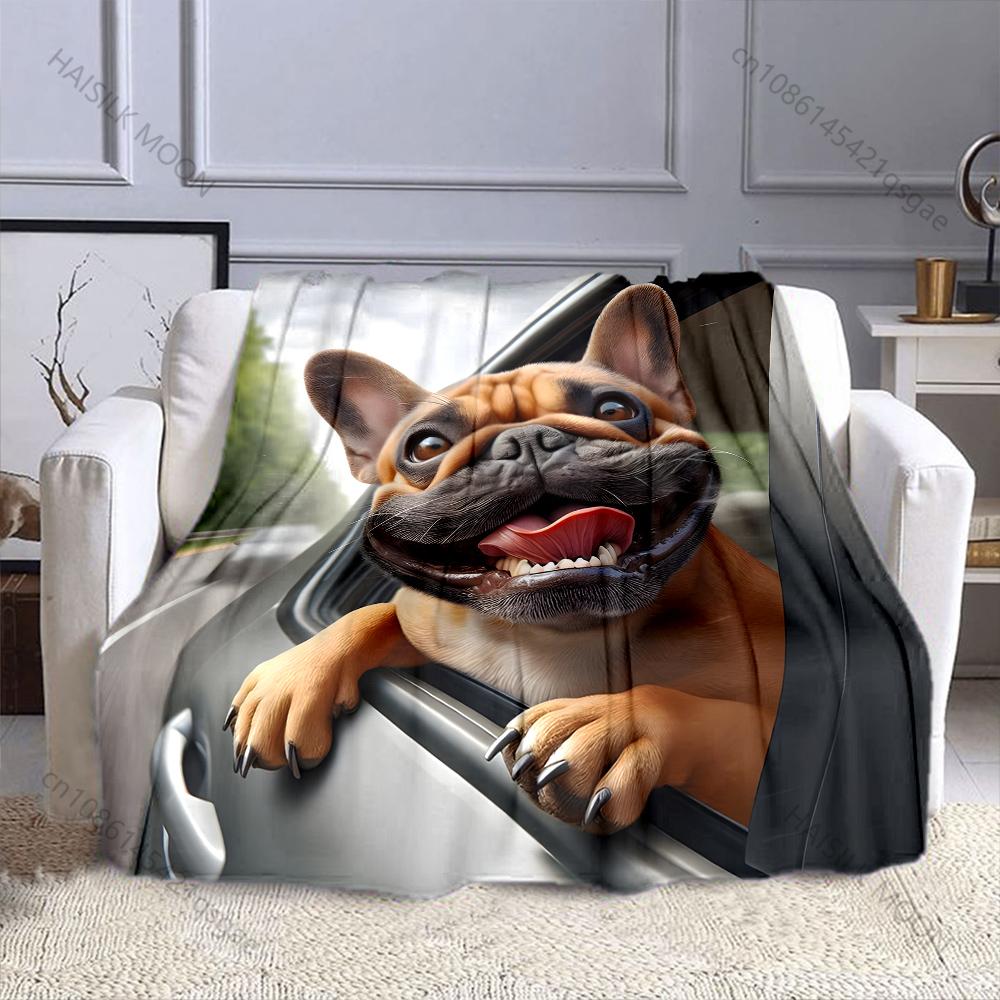 

1PC Funny Bulldog Print Blanket Warm Soft Fluffy Kids and Adult Sofa Bed Throw Blanket for Home Travel Camping Luxury Gifts 75x90cm