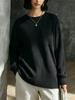 Ladies Long Sleeve Round Neck Knitted Sweater with Pocket Lazy Style Cotton Blend Comfortable Fit Autumn Winter Arrival