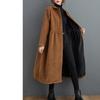 Autumn Plus Velvet Long Sleeve Large Size Women's Dress Corduroy Casual Warm Coat