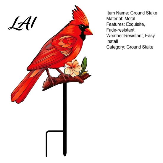 Ground Stake Metal Bird Garden Decor Weather Resistant Printed Flat Yard Art Ornament Rustproof Planter Durable Outdoor Lawn Decor Pot Insert