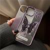 Luxury Plating 3D Butterfly Glitter Powder Phone Case for iPhone 15 14 13 12 11 Pro Max 15 Pro Stand Holder Soft TPU Case Cover