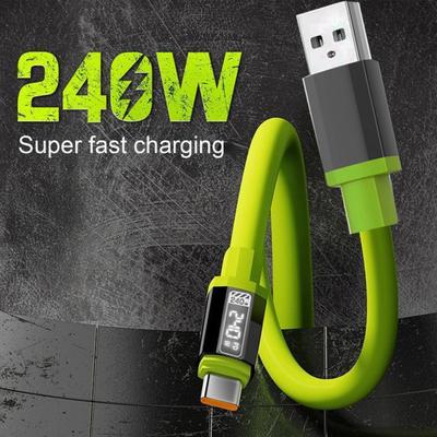 240W Datový kabel Měkký silikonový flexibilní nabíjecí kabel s čipem E-Marker 480Mbps Vysokorychlostní přenos dat Nabíjecí kabel
