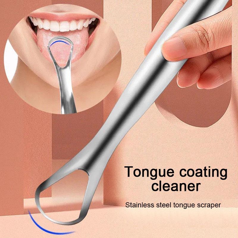 1/2 Pcs Reusable Stainless Steel Useful Tongue Scraper Cleaning Coated Tongue Cleaner Fresh Breath Oral Hygiene Care Tools SGQ01