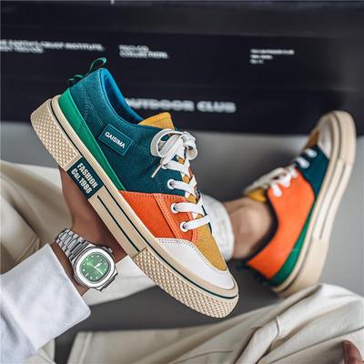 Zapatillas de Skate de Lona Transpirable Colorblock para Hombre - Verano 2025 Trendy Versátil Ropa Deportiva Casual