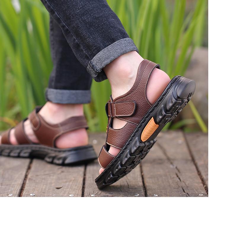 Fashion Genuine Leather Men Sandals Men's New Beach Shoes Cowhide Slippers Outdoor Thick-soled Sandals for Men sandalias de plataforma