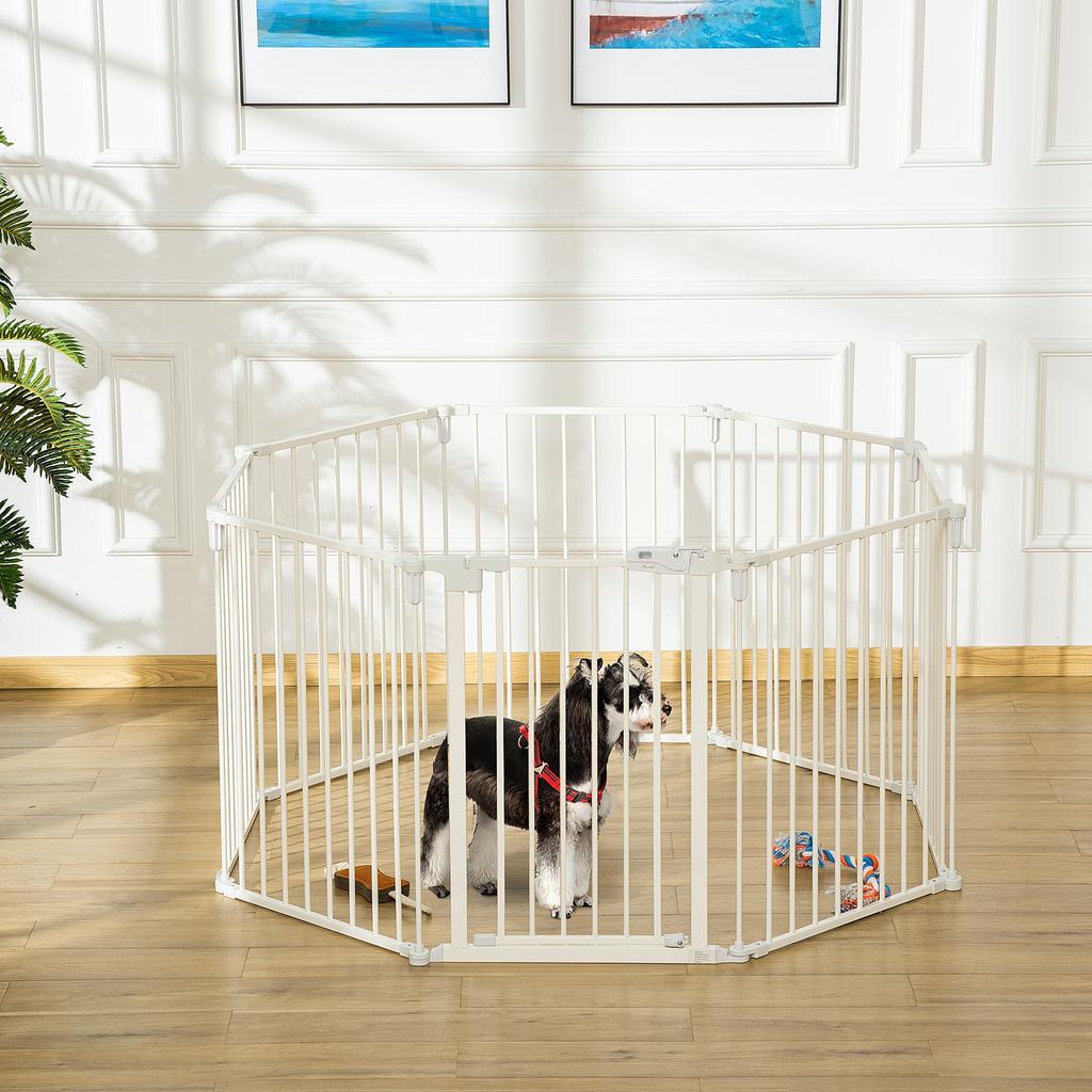 Recinto per Cuccioli 8 Pezzi, Pieghevole 60 x 76 cm Recinto Gioco per Cuccioli con Porta, Cancello per Cani di Taglia Piccola e Media, Recinzione per Porte, Camini, Scale