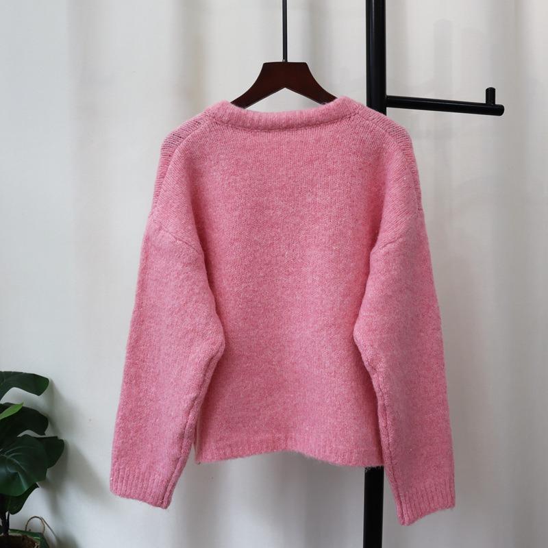 Autumn and winter new lace-up bow knitted cardigan loose soft waxy sweet gentle wind sweater jacket women's clothing