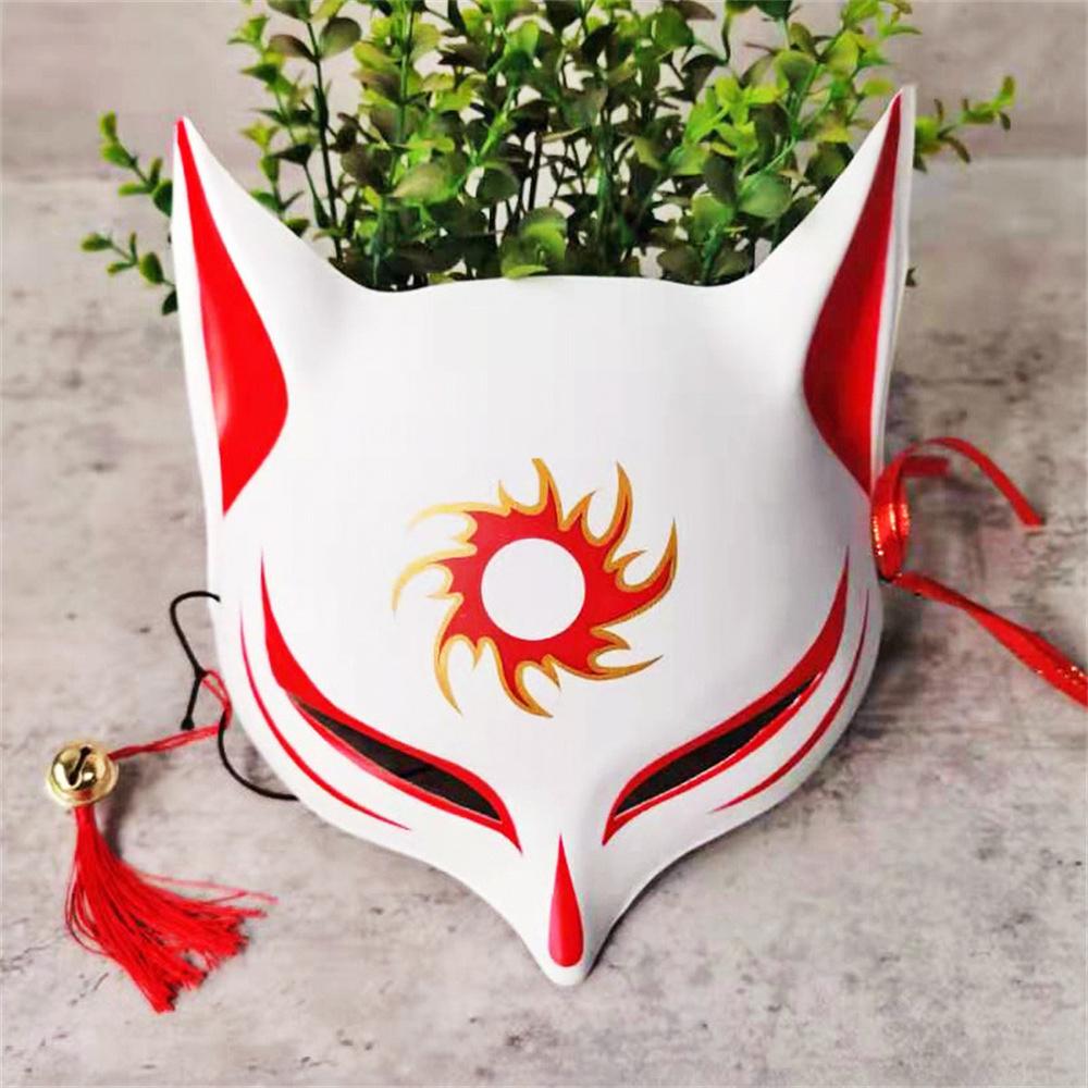 Half Face  Mask Hand-painted Fashion Mask Halloween Masquerade Party Tassels Anime Fox Mask For Costume Parties Anime