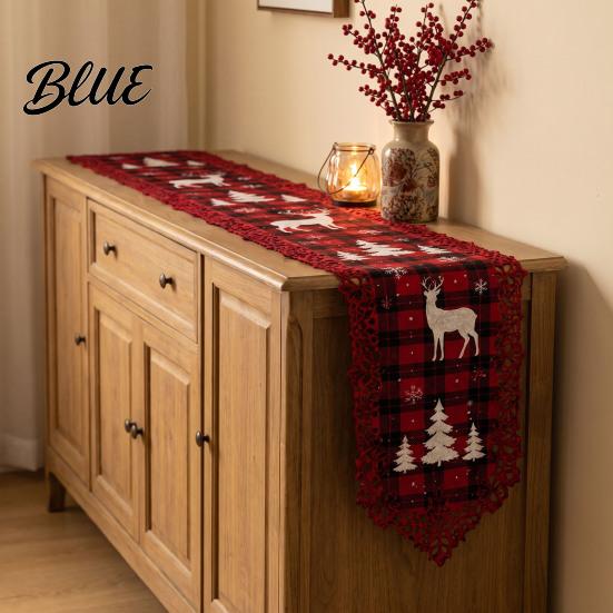 Weihnachts-Esstisch Saisonale Geschenke Rand Vintage mit Hohl-Accessoire Läufer Feiertagsläufer für die Familie
