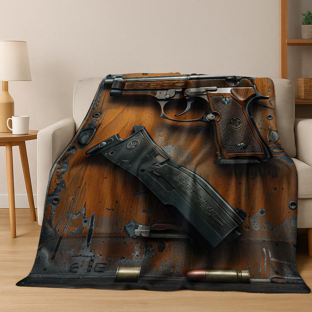 Wood Metal Gun Case Box Military Equipment Flannel Blanket,Cozy Soft Throw Blanket for Home Bedroom Bed Sofa Picnic Cover Gift