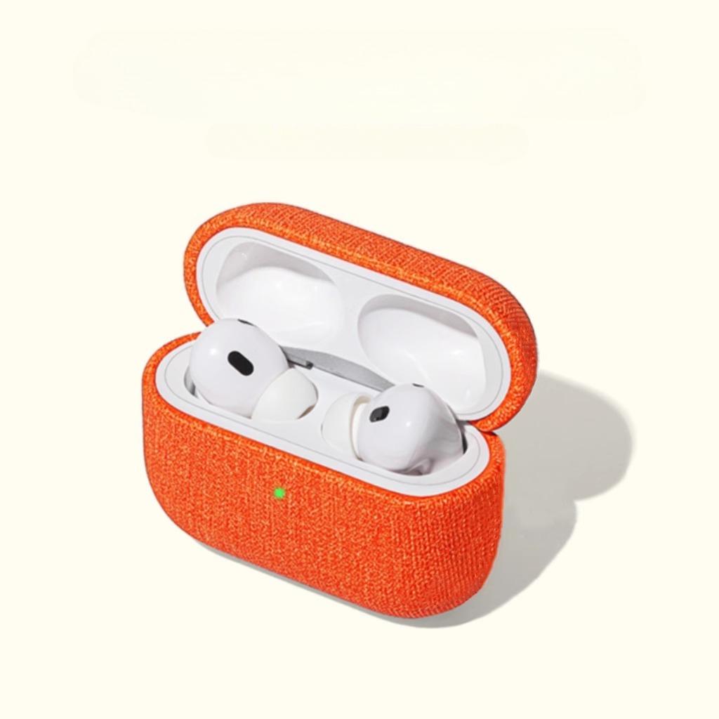 Luxury Real Cloth Fabric Hard Cover for Airpods Pro 3 Pro2 Colorful All Inclusive Earphone Case with Carabiner