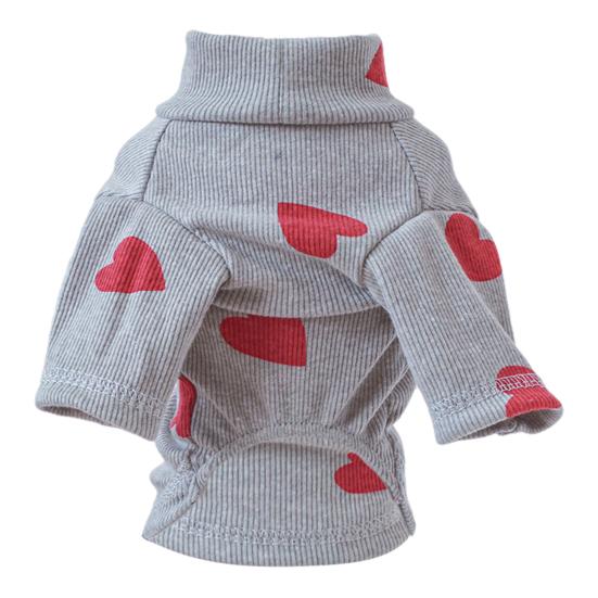 Red Heart Dog Shirt Love Pullover Valentine's Day Heart Prints Pet Turtleneck Cute Pet Clothes Festive