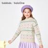 Balabala Girls' Sweet Floral Jacquard Winter Sweater