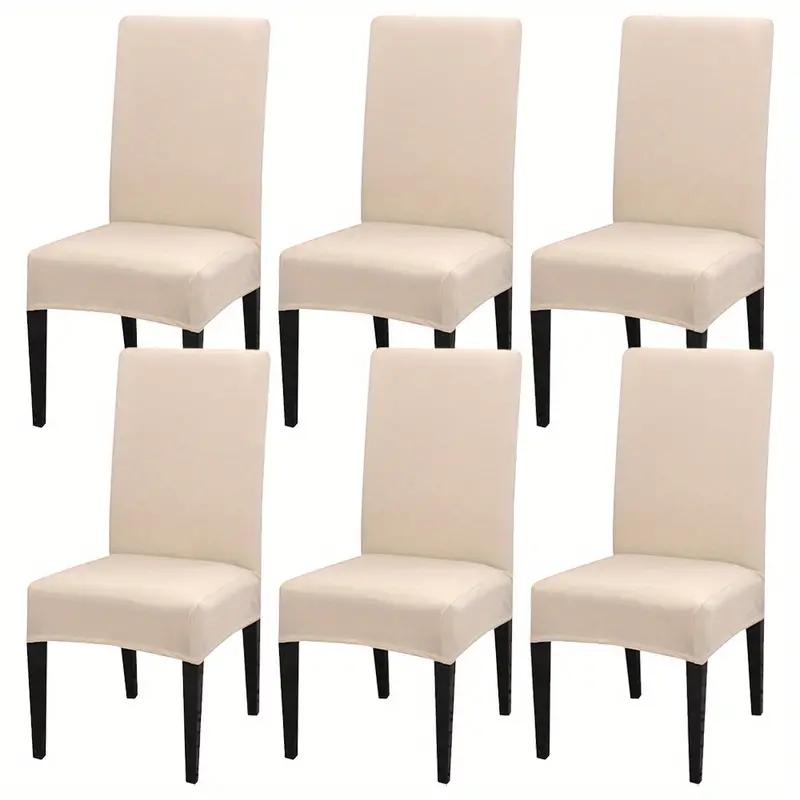4PCS/6PCS Four Seasons Solid Color Elastic Chair Covers for Home, Hotel, and Restaurant