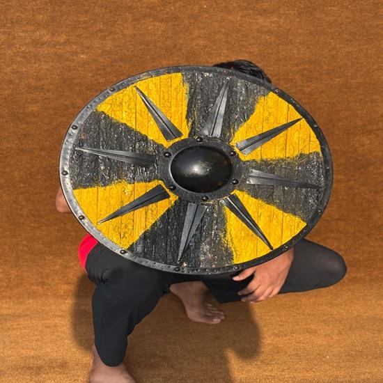 60.96 Cm Authentic Nordic Bark Shield Handcrafted Battleworn Viking Shield for Warriors Collectors