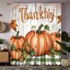 2 Stück HD Thanksgiving Orange Kürbis dekorativer Vorhang Orange digital bedruckter Vorhang Heimdekoration Stil Dekoration Wohnzimmer